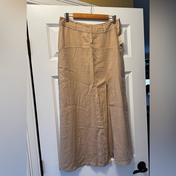 Free People NEW Women’s Tan Isla Linen Maxi Skirt - Picture 1 of 4